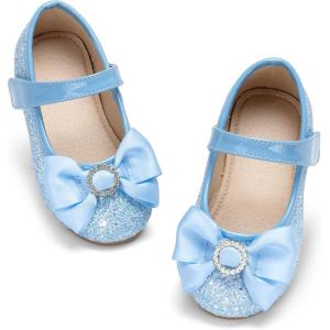 Kolan Toddler Little Girls Mary Jane Ballet Flat Soft Lining Dress Shoes(Kf19-blue)