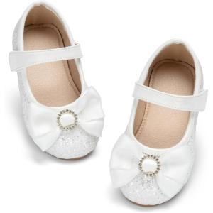 Kolan Toddler Little Girls Mary Jane Ballet Flat Soft Lining Dress Shoes(Kf19-white)