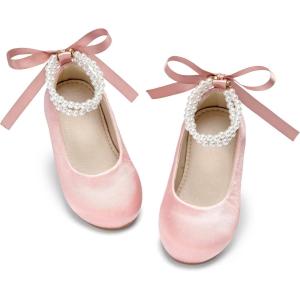 Kolan Toddler Little Girls Mary Jane Ballet Flat Soft Lining Dress Shoes(Kf20-pink)