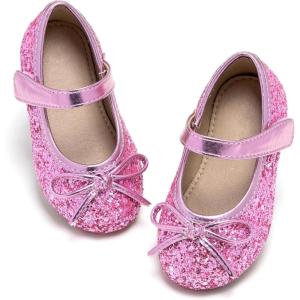 Kolan Toddler Little Girls Mary Jane Ballet Flat Soft Lining Dress Shoes(Kf701-pink)