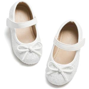 Kolan Toddler Little Girls Mary Jane Ballet Flat Soft Lining Dress Shoes(Kf701-white)