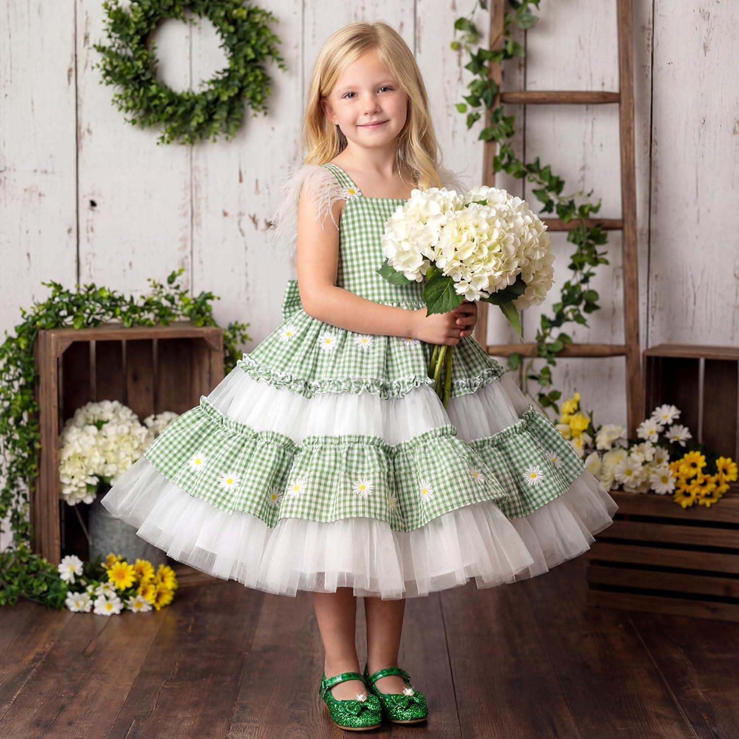 image:imageFurdeour Girls Dress Shoes Mary Jane Wedding Flower Bridesmaids Heels Glitter Princess Shoes for Kids ToddlerGreen