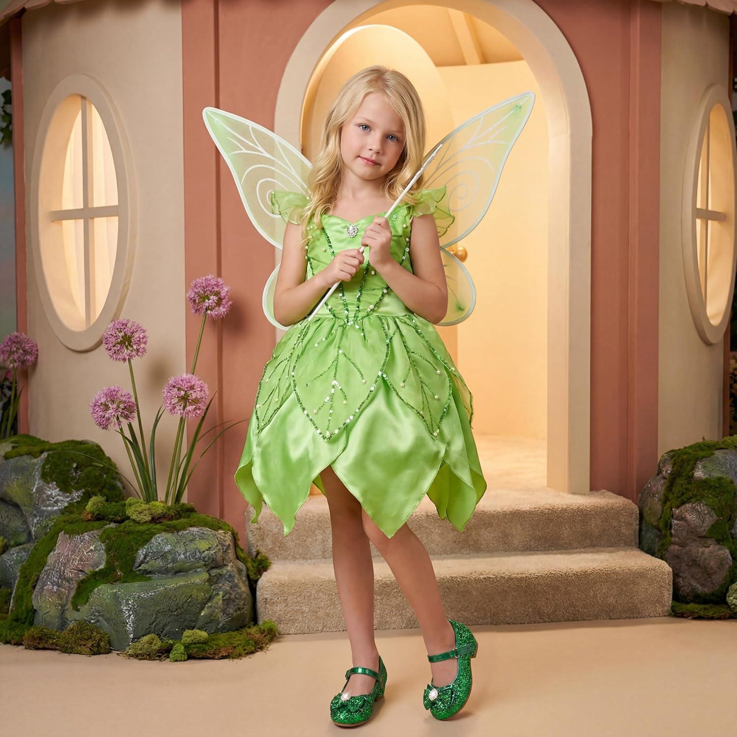 image:imageFurdeour Girls Dress Shoes Mary Jane Wedding Flower Bridesmaids Heels Glitter Princess Shoes for Kids ToddlerGreen