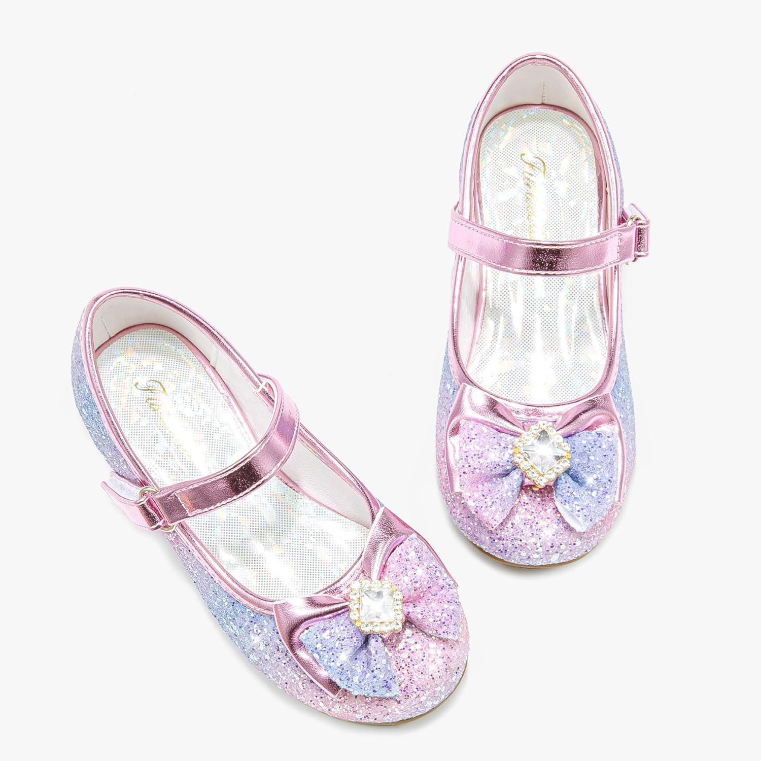 image:imageFurdeour Girls Dress Shoes Mary Jane Wedding Flower Bridesmaids Heels Glitter Princess Shoes for Kids ToddlerLilac