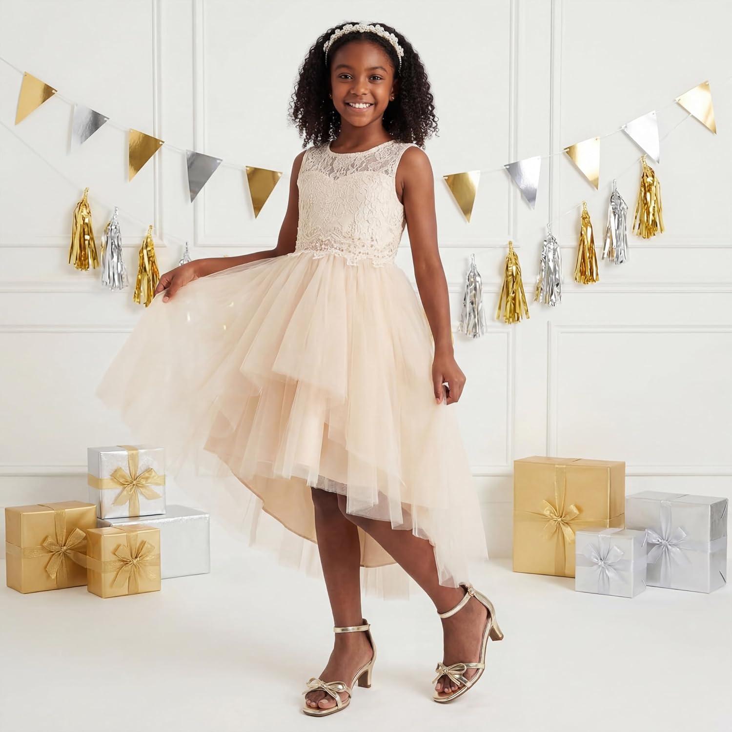 image:imageFurdeour Heels for Girls Dress Shoes Bow High Heel Sansals Flower Girl Shoes for Big Kids Teen Dance Birthday Party PageantGold
