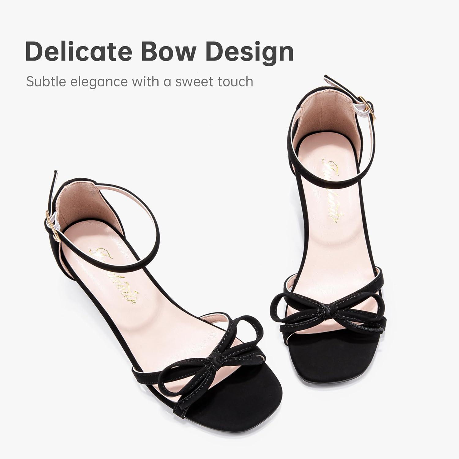 image:imageFurdeour Heels for Girls Dress Shoes Bow High Heel Sansals Flower Girl Shoes for Big Kids Teen Dance Birthday Party PageantNubuck Black