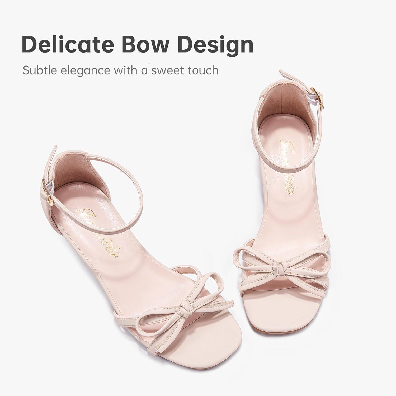 image:imageFurdeour Heels for Girls Dress Shoes Bow High Heel Sansals Flower Girl Shoes for Big Kids Teen Dance Birthday Party PageantNude