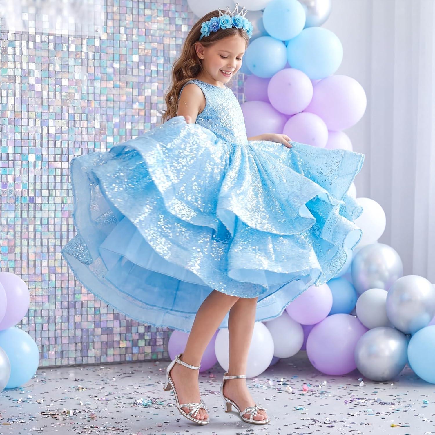 image:imageFurdeour Heels for Girls Dress Shoes Bow High Heel Sansals Flower Girl Shoes for Big Kids Teen Dance Birthday Party PageantSilver