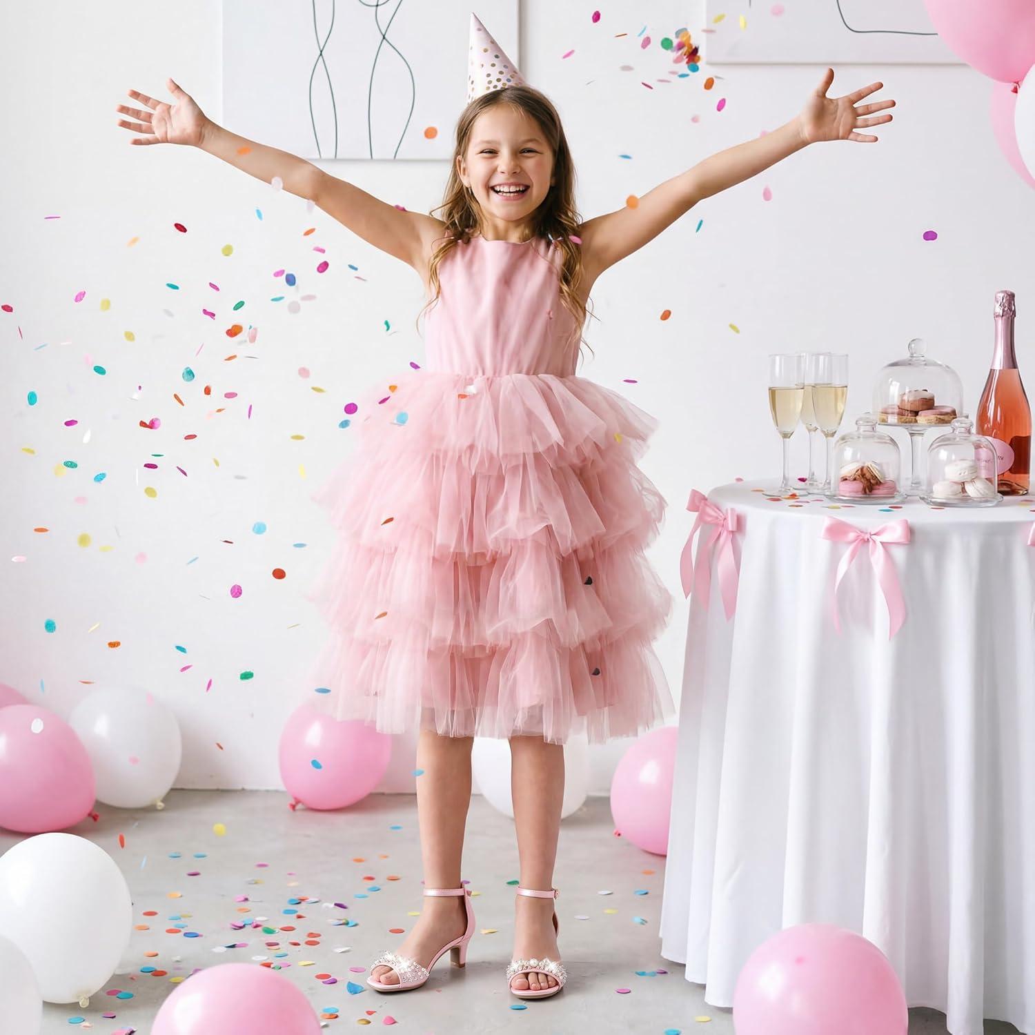 image:imageFurdeour Heels for Girls Dress Shoes Pearl Sandals Flower Girl Shoes Princess Teen Big Kids Wedding Dance Birthday Party PageantPink