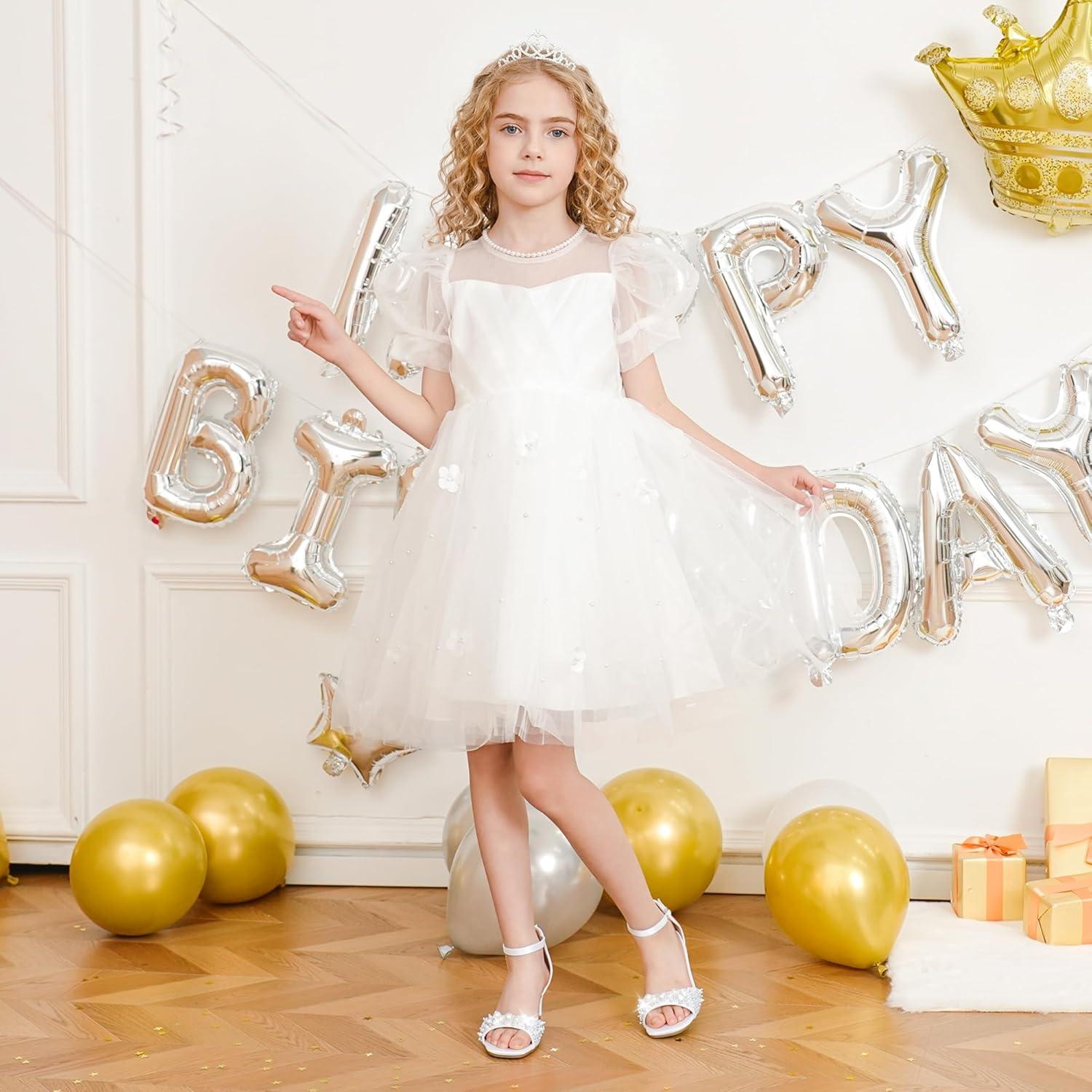 image:imageFurdeour Heels for Girls Dress Shoes Pearl Sandals Flower Girl Shoes Princess Teen Big Kids Wedding Dance Birthday Party PageantWhite