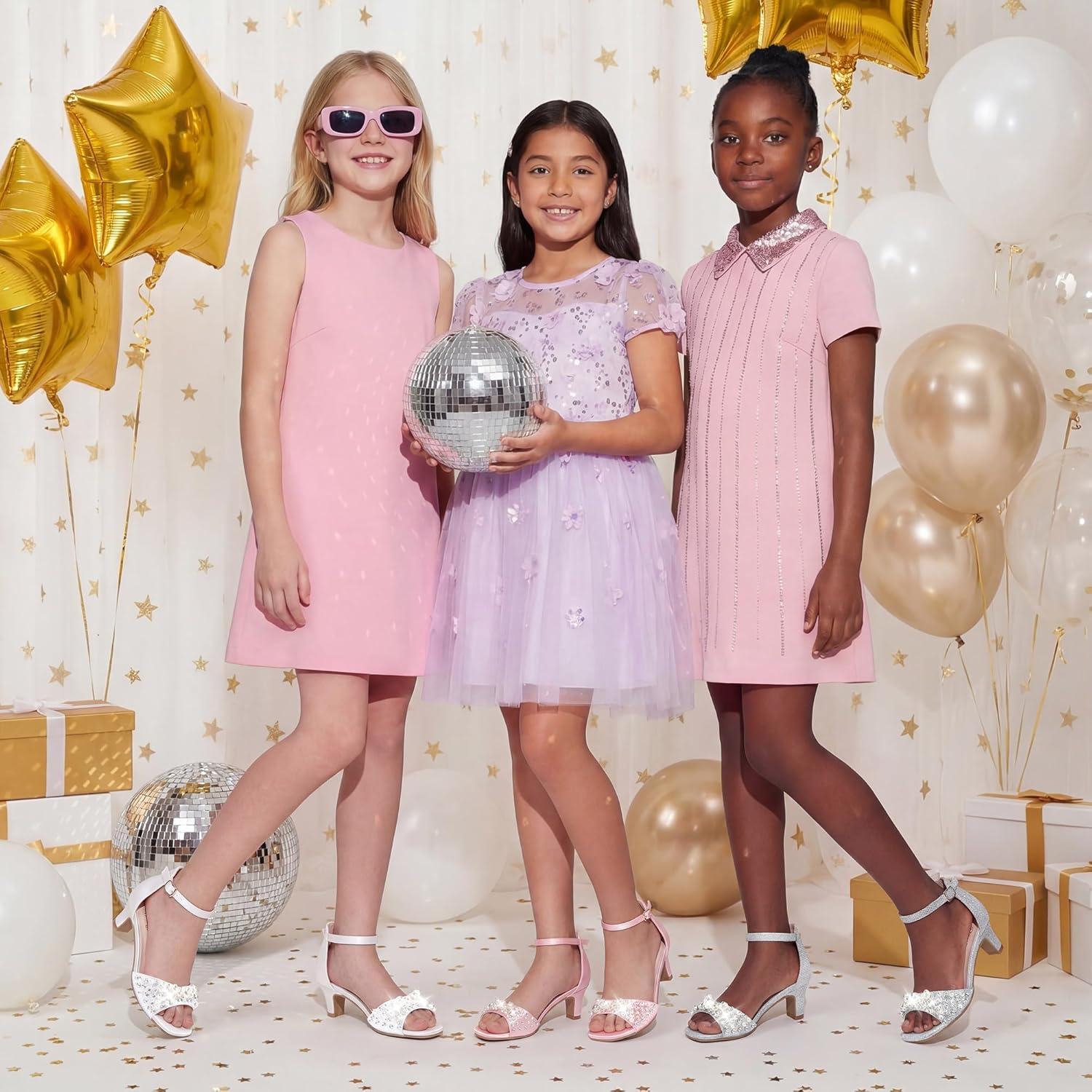 image:imageFurdeour Heels for Girls Dress Shoes Pearl Sandals Flower Girl Shoes Princess Teen Big Kids Wedding Dance Birthday Party PageantWhite