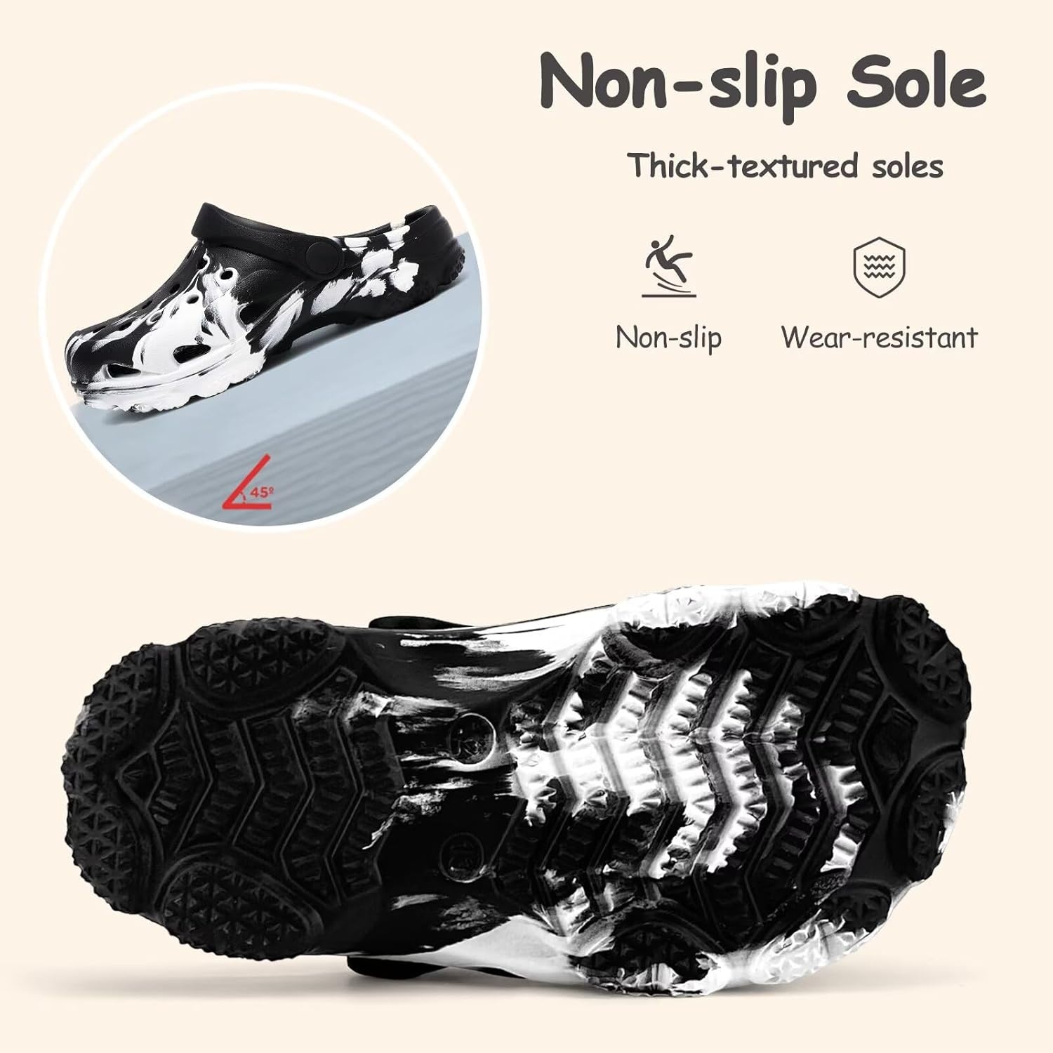 image:imageCubufly Kids Camo Clogs Boys Girls Marbled Tie Dye Slides Sandals Toddler Pool Beach Water Shoes SlippersBlackWhite