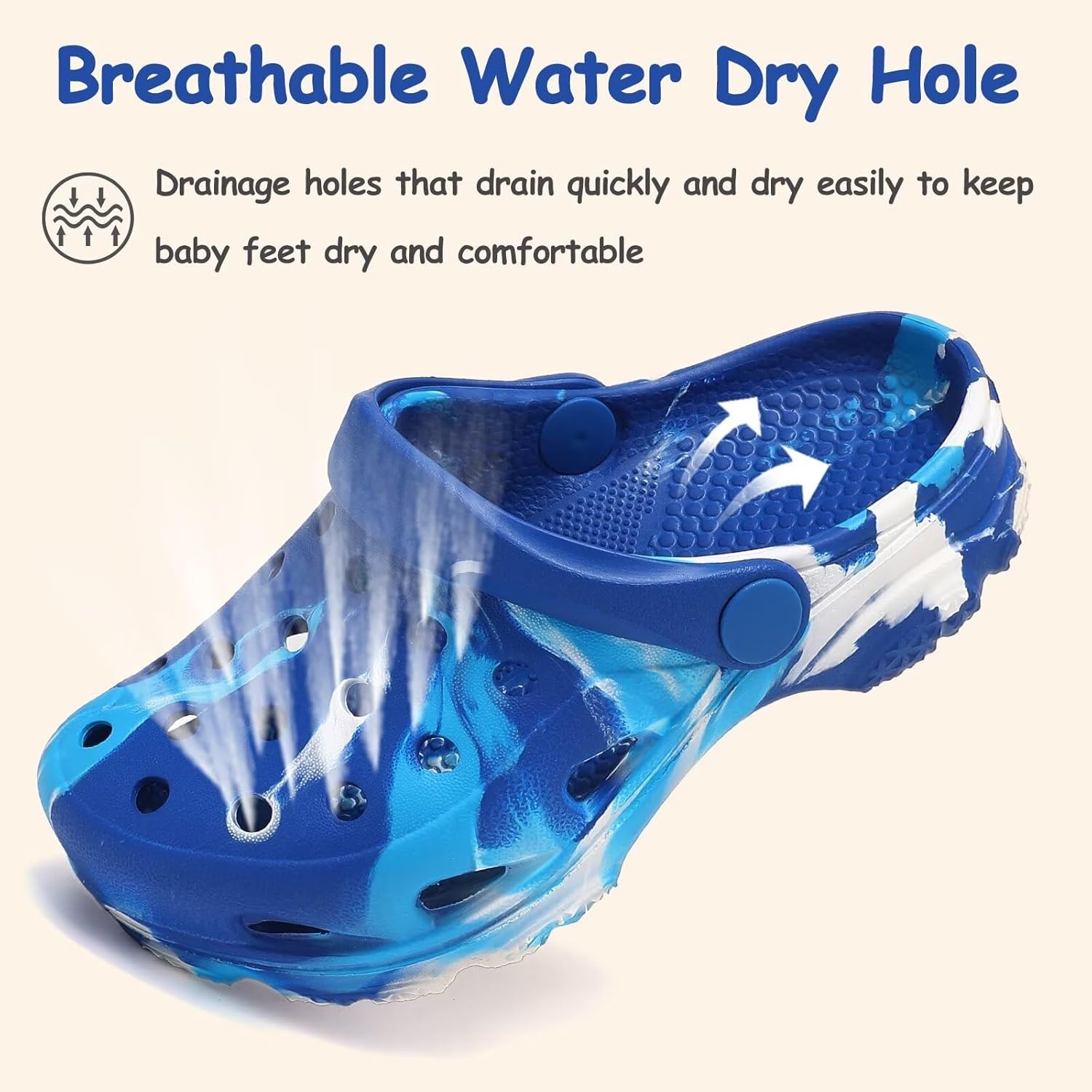 image:imageCubufly Kids Camo Clogs Boys Girls Marbled Tie Dye Slides Sandals Toddler Pool Beach Water Shoes SlippersBluewhite
