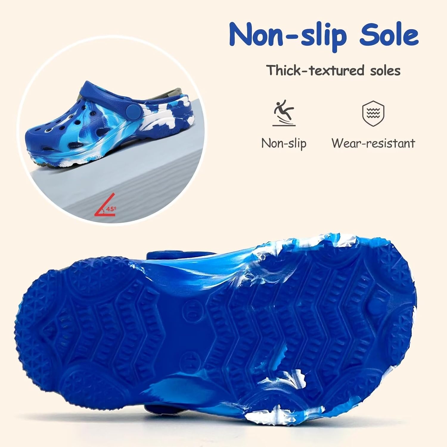 image:imageCubufly Kids Camo Clogs Boys Girls Marbled Tie Dye Slides Sandals Toddler Pool Beach Water Shoes SlippersBluewhite