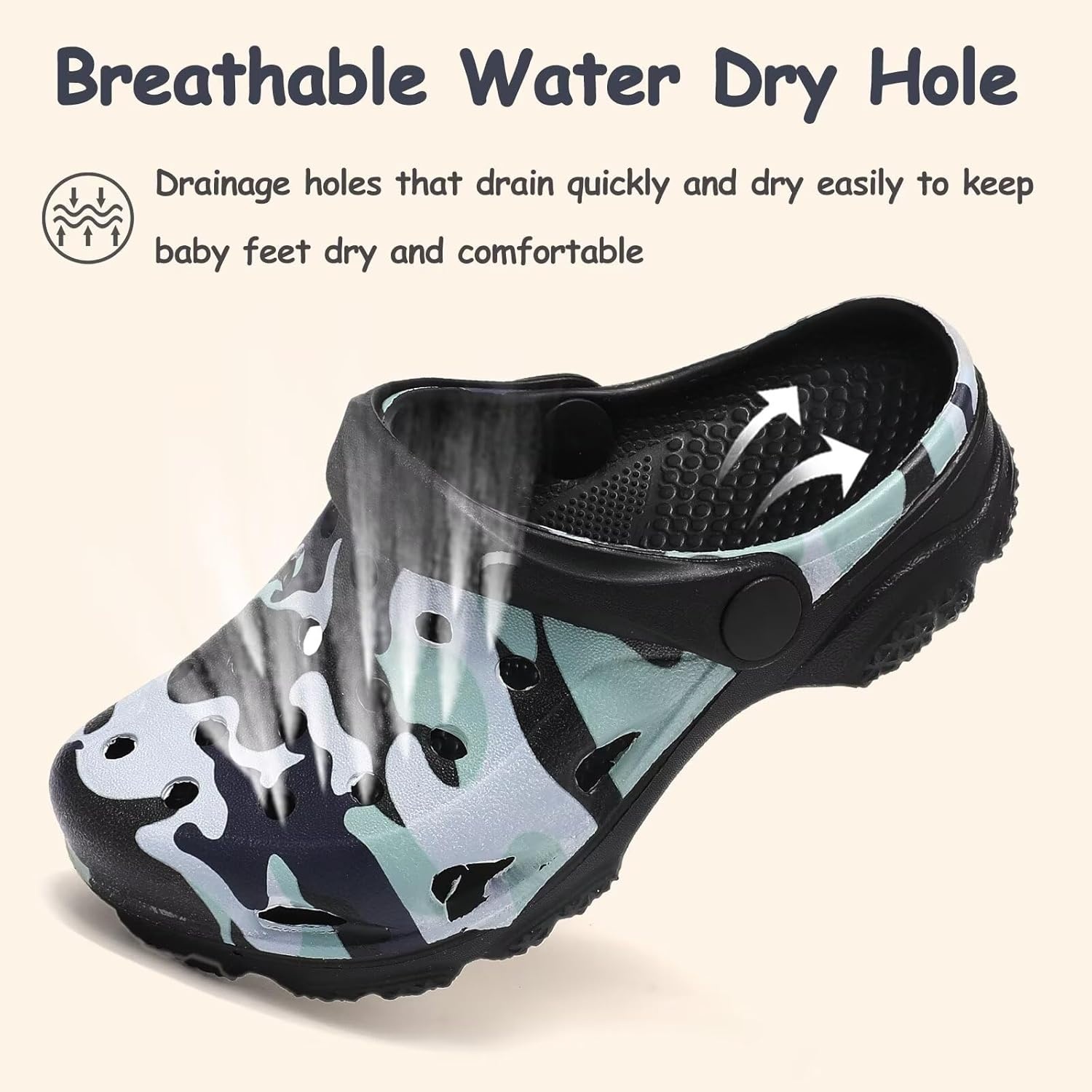 image:imageCubufly Kids Camo Clogs Boys Girls Marbled Tie Dye Slides Sandals Toddler Pool Beach Water Shoes SlippersCamoblack