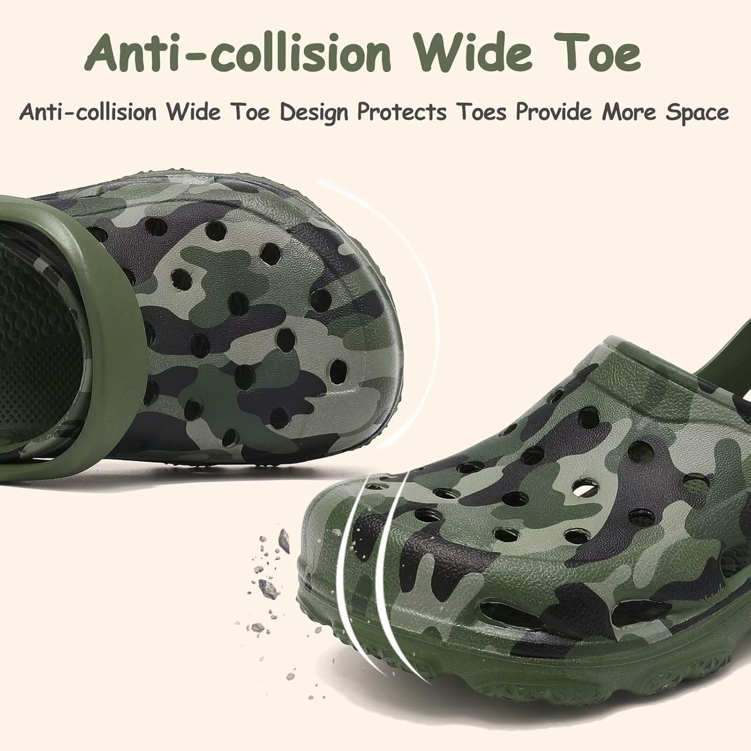 image:imageCubufly Kids Camo Clogs Boys Girls Marbled Tie Dye Slides Sandals Toddler Pool Beach Water Shoes SlippersCamogreen