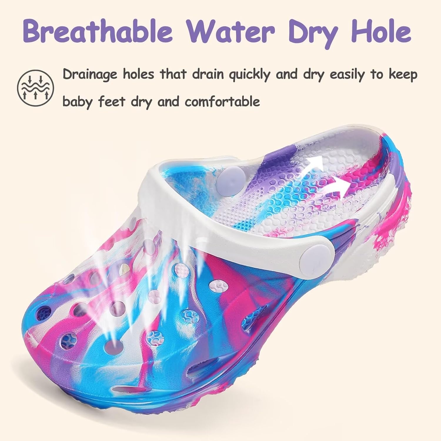 image:imageCubufly Kids Camo Clogs Boys Girls Marbled Tie Dye Slides Sandals Toddler Pool Beach Water Shoes SlippersPurplewhite