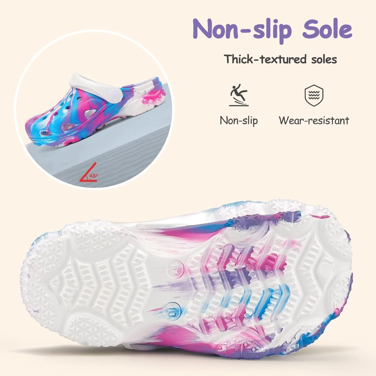 image:imageCubufly Kids Camo Clogs Boys Girls Marbled Tie Dye Slides Sandals Toddler Pool Beach Water Shoes SlippersPurplewhite