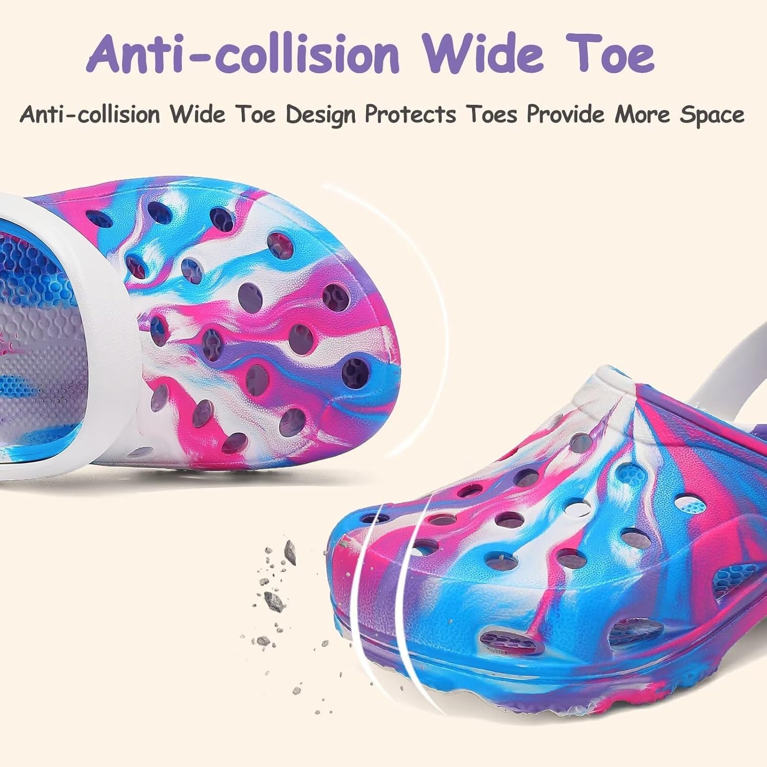 image:imageCubufly Kids Camo Clogs Boys Girls Marbled Tie Dye Slides Sandals Toddler Pool Beach Water Shoes SlippersPurplewhite