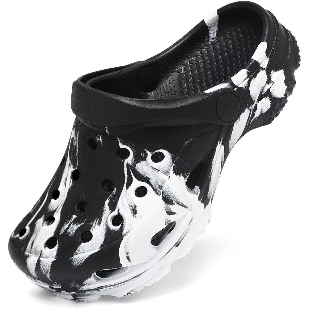 image:imageCubufly Kids Camo Clogs Boys Girls Marbled Tie Dye Slides Sandals Toddler Pool Beach Water Shoes SlippersBlackWhite