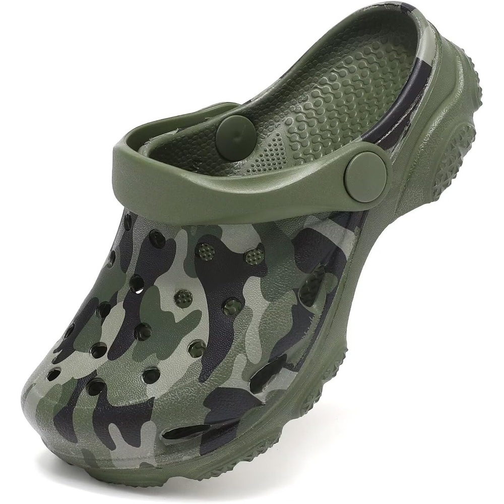 image:imageCubufly Kids Camo Clogs Boys Girls Marbled Tie Dye Slides Sandals Toddler Pool Beach Water Shoes SlippersCamogreen