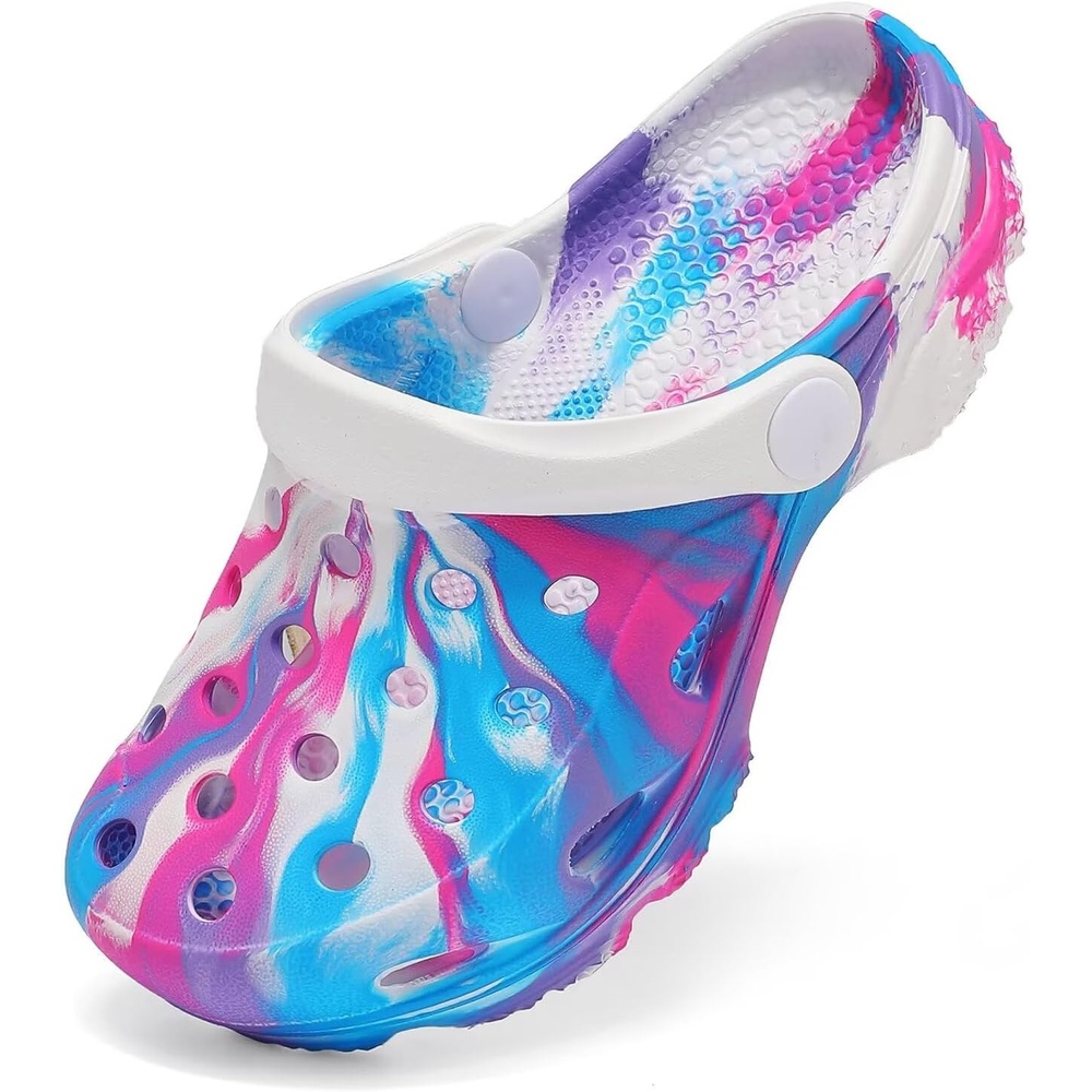 image:imageCubufly Kids Camo Clogs Boys Girls Marbled Tie Dye Slides Sandals Toddler Pool Beach Water Shoes SlippersPurplewhite