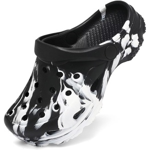 Cubufly Kids Camo Clogs Boys Girls Marbled Tie Dye Slides Sandals Toddler Pool Beach Water Shoes Slippers(Black/White)