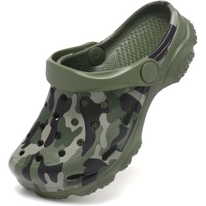 Cubufly Kids Camo Clogs Boys Girls Marbled Tie Dye Slides Sandals Toddler Pool Beach Water Shoes Slippers(Camogreen)