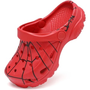 Cubufly Kids Camo Clogs Boys Girls Marbled Tie Dye Slides Sandals Toddler Pool Beach Water Shoes Slippers(Spider Red)